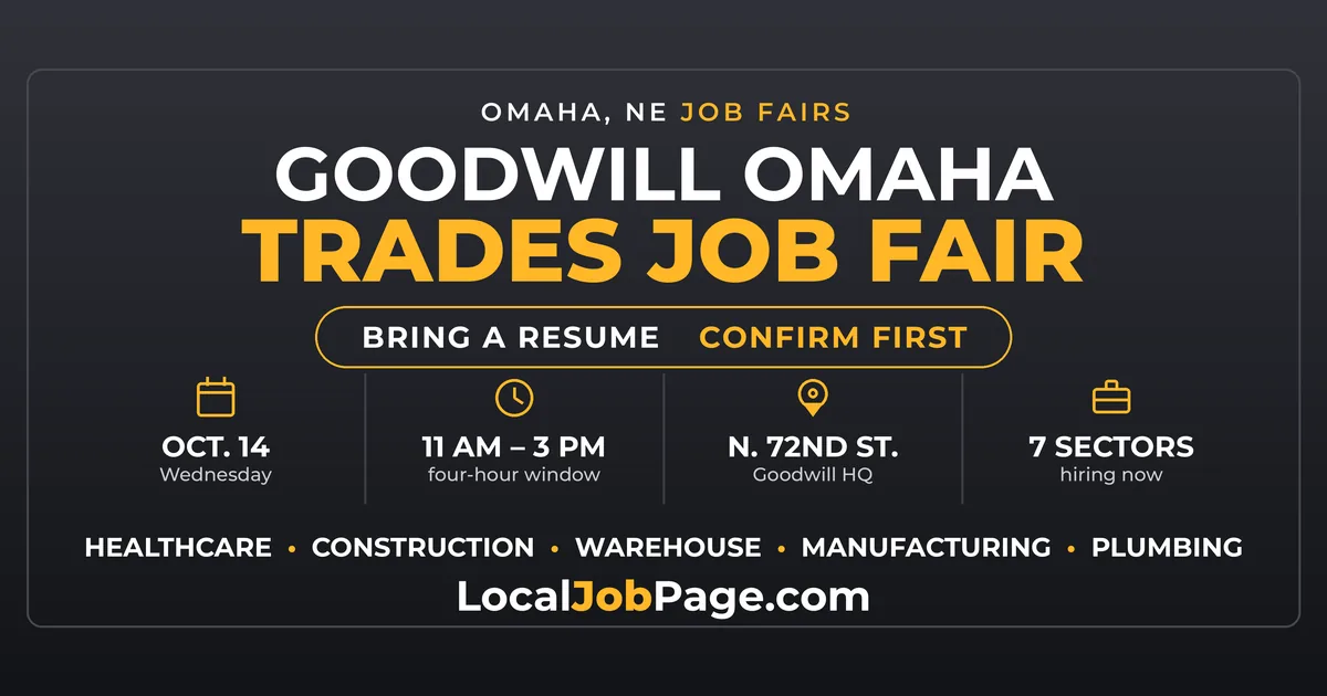 Goodwill Omaha Trades Job Fair Oct. 14: Seven Hands-On Sectors Hiring