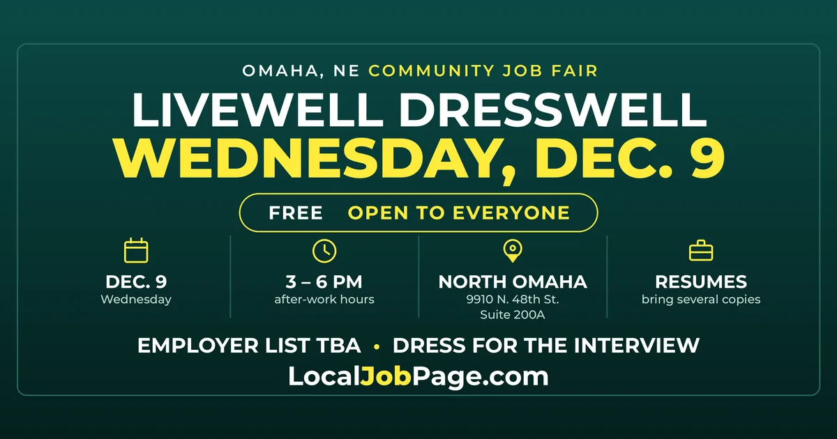 LiveWell DressWell Job Fair Dec. 9: Free Community Hiring Event in North Omaha