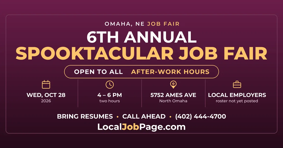 Spooktacular Job Fair Oct. 28: After-Work Hiring Night in North Omaha